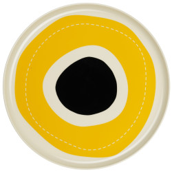 Assiette plate blanc noir et jaune