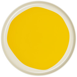 Assiette plate jaune et blanc