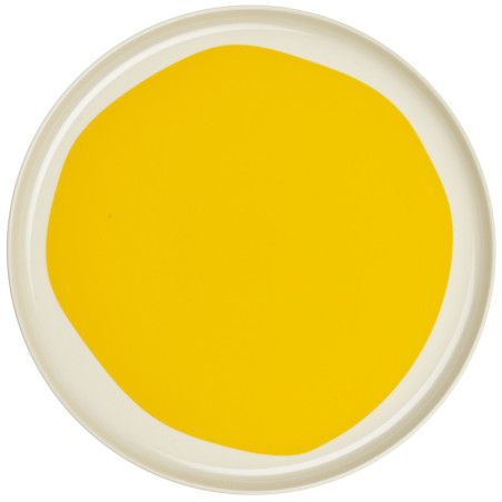 Assiette plate jaune et blanc